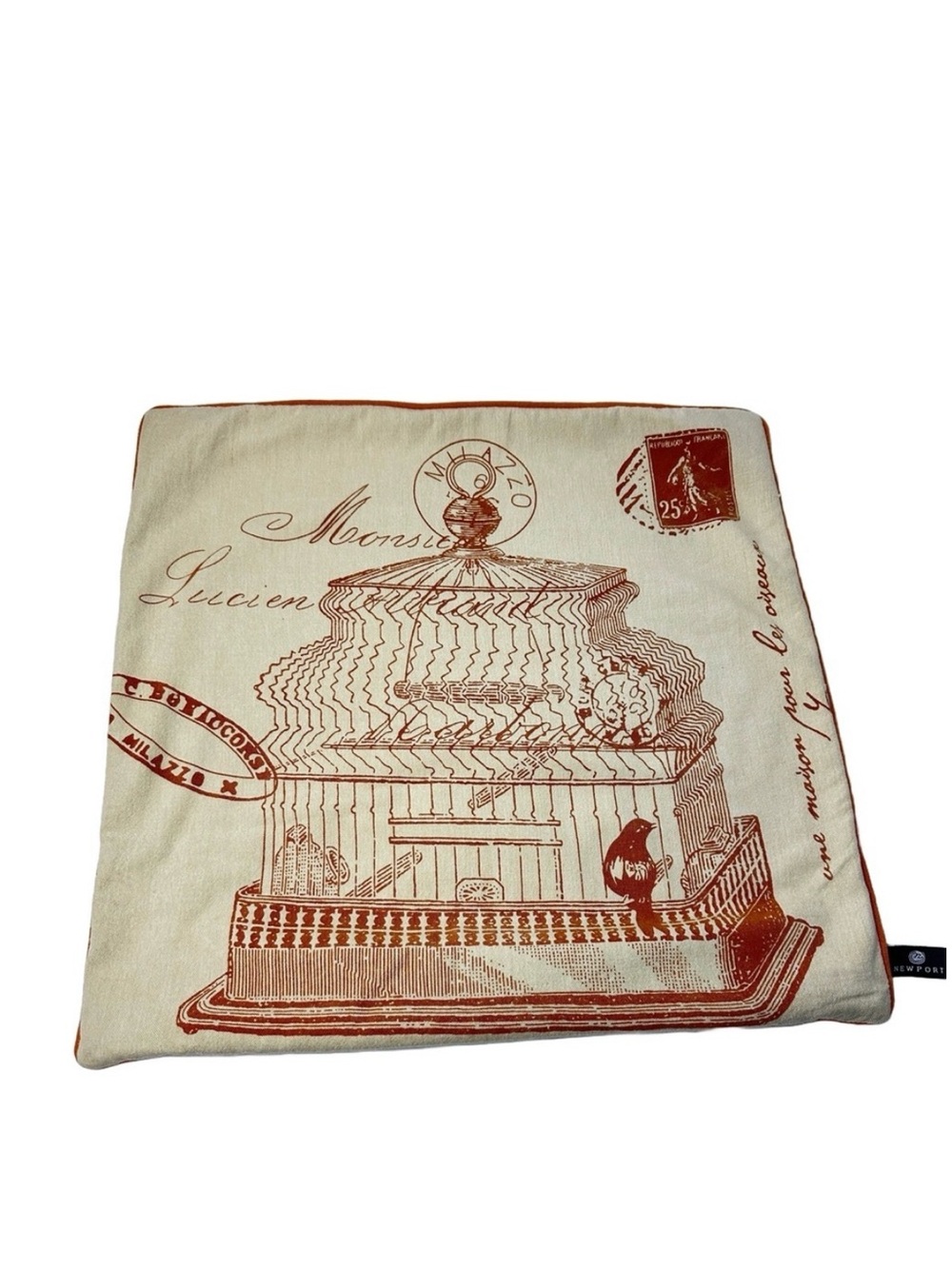 Pair of Newport Birdcage Print Accent Pillow Covers with Piping - 20x20